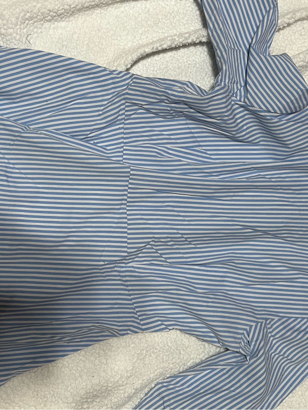 New York & Company Blue and White Striped Button-Down Blouse